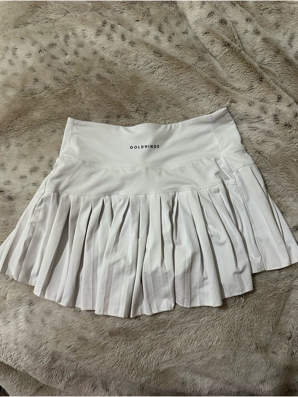 Goldhinge White Pleated Mini Skirt